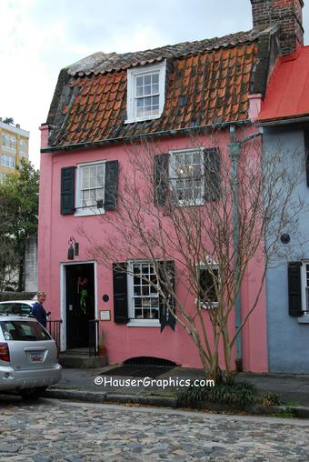 Charleston Pink Pirate House on 17 Chalmers in Charleston was restored by the New Yorker's Victor and Marjorie Morawetz who also restored and saved Fenwick Hall.  The Magnolia Alley on Maybank Highway, James Island, was also planted by the Morawetz as an entrance to their John's Island Fenwick Plantation.  