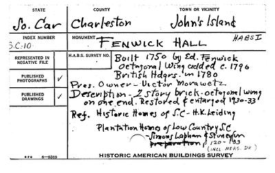 1934-April.  This is the original "Historical American Building Survey", (HABS), from April 1934 by the Department of Interior, National Park Service. Even back 75 years to 1934, previous owner, Victor Morawetz, understood the historical significance of the plantation and did all he could to preserve it and its history.  The survey included the main house and the one remaining 'coach house'.
