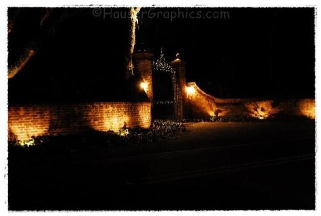 Gates of Fenwick at night.  Photographer John R. Hauser.